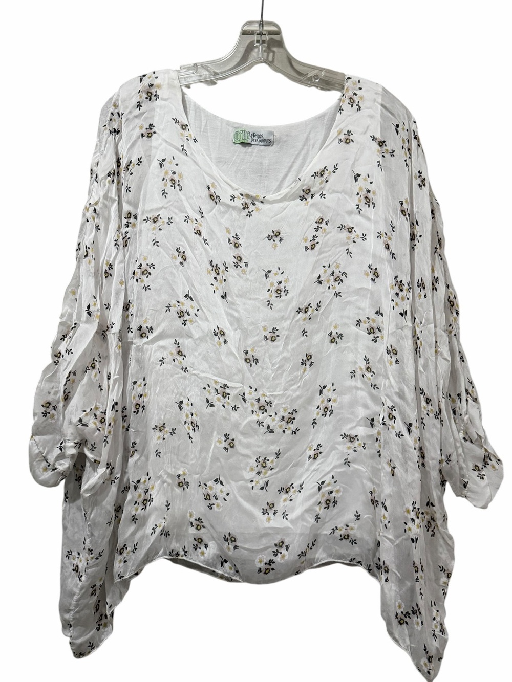 Le Temps Des Coulers Large Silk Floral Coverup Blouse Top LTDC B3